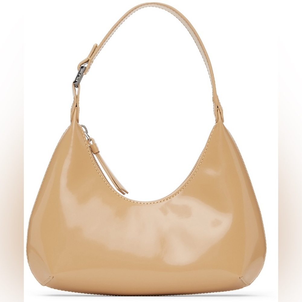 BY FAR Beige Semi-Patent Baby Amber Bag